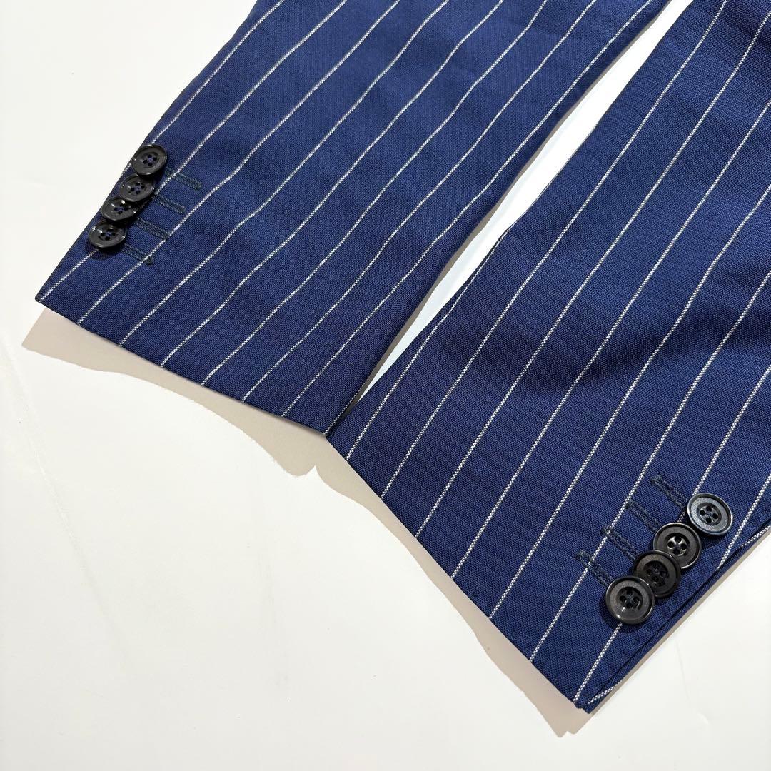 【美品】TAGLIATORE スーツ セットアップ ブルー ストライプ 46