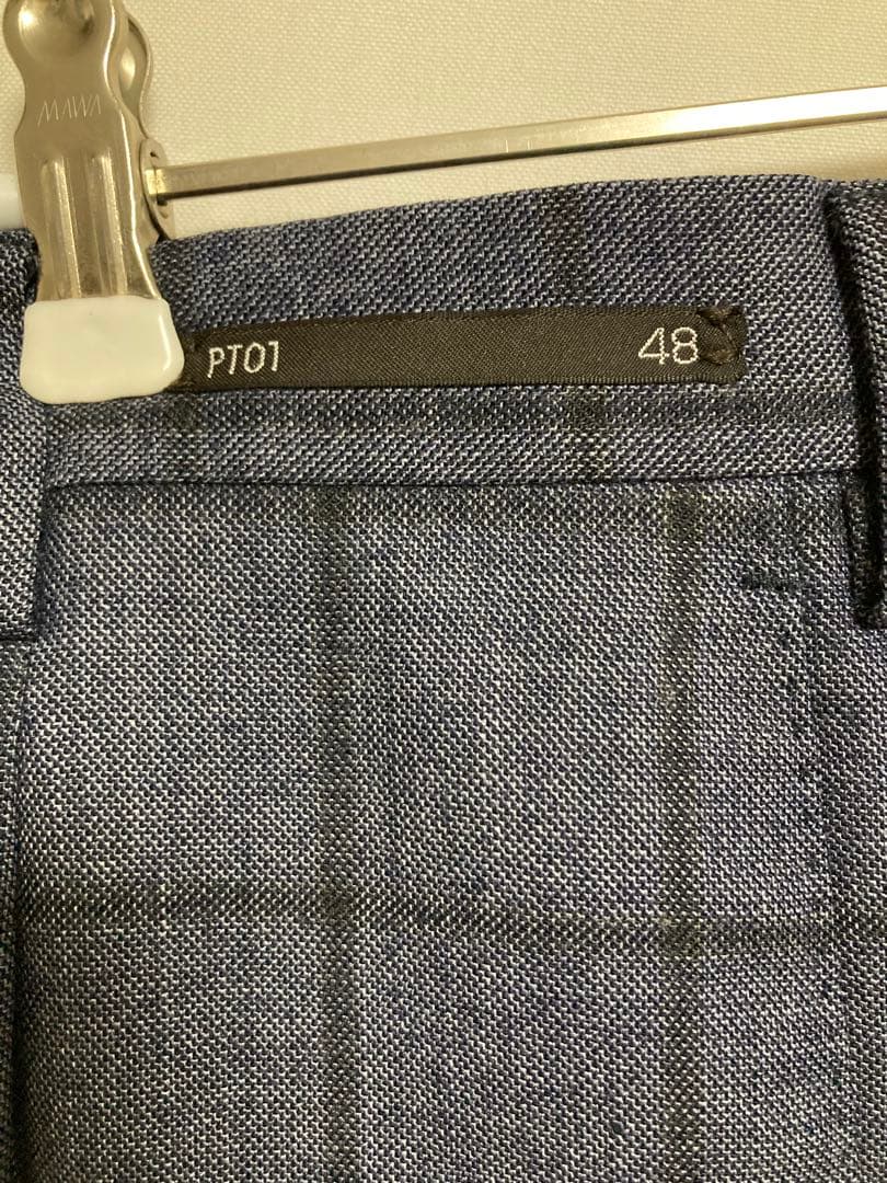 PT01 ネイビー チェック柄 スラックス