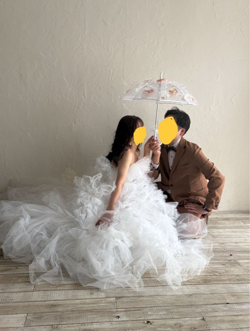 チュールドレス　ウェディングドレス　前撮り　結婚式