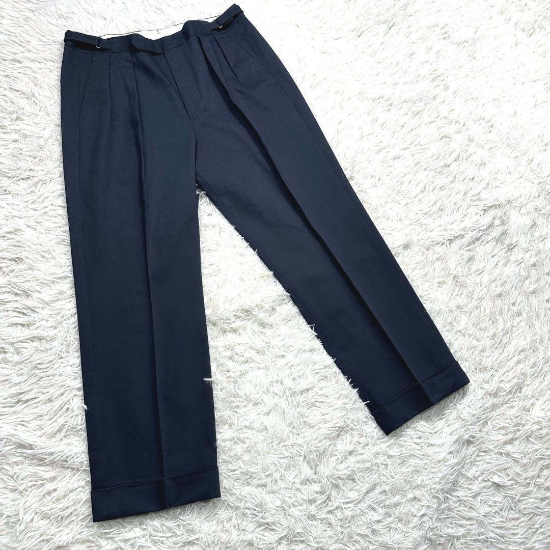 ブリティッシュメイド　オフィサーパンツ　ポーツマス　コットンドリル　ネイビー　L