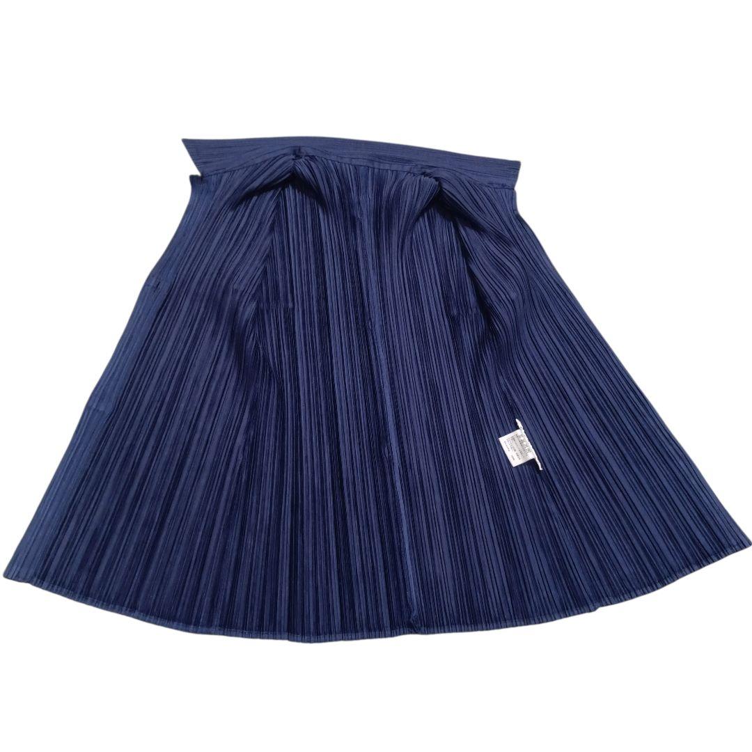 ✨PLEATS PLEASE ベルトリボン付 変形プリーツ カットソー 濃紺 L