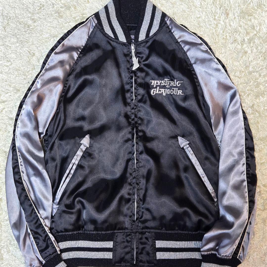 ヒステリックグラマー バイクガール スカジャン 2AB-5940　F 刺繍　灰黒