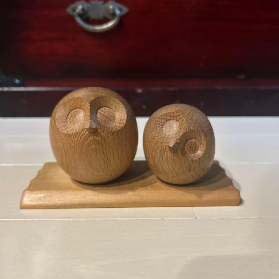 【希少】旭川クラフト ヒサクラフト HISA-CRAFT 木彫り フクロウ ペア