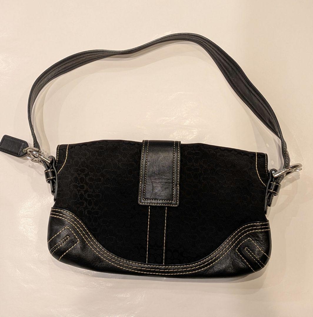 コーチCOACH ショルダーバッグ　レザー　キャンバス　シグネチャー　黒