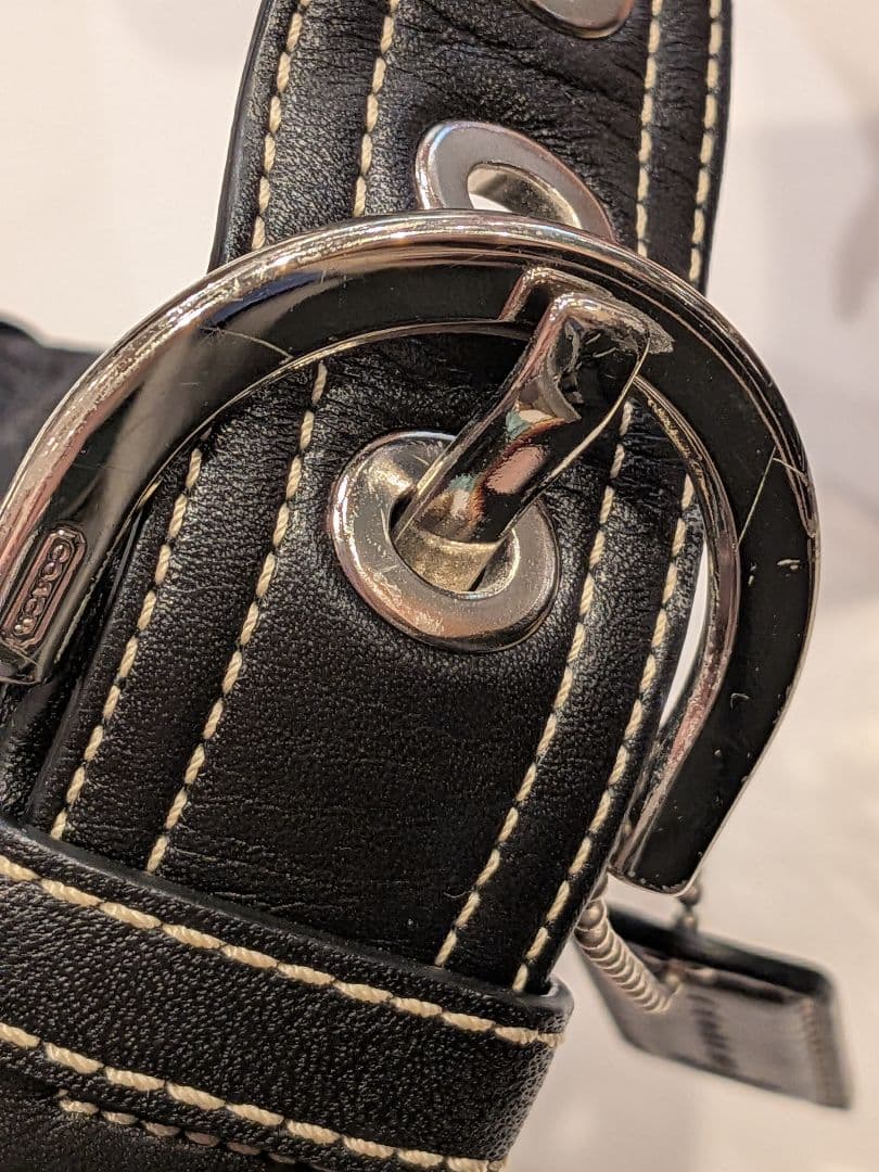 コーチCOACH ショルダーバッグ　レザー　キャンバス　シグネチャー　黒