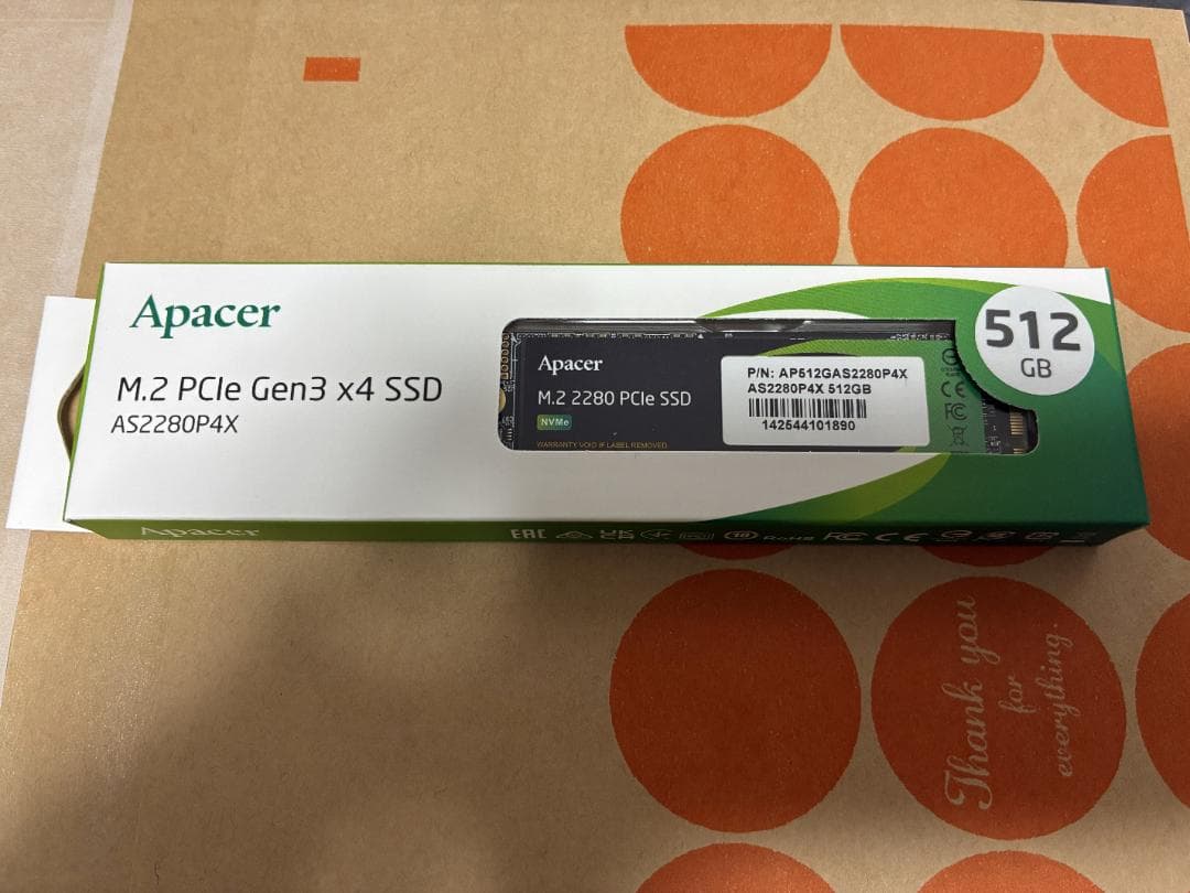 Apacer AS2280P4X 内蔵SSD M.2 SSD 512GB