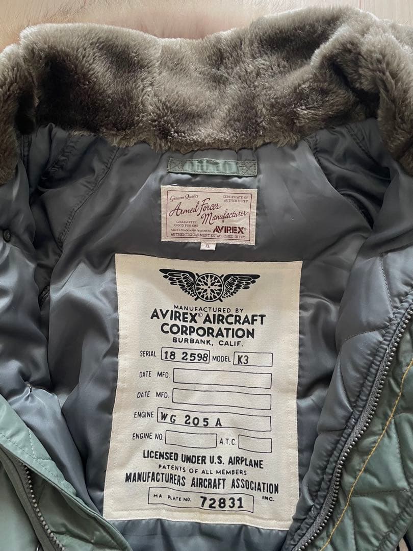 AVIREX N-3Bフライトジャケット A.C.Cパッチド エアフォース XL