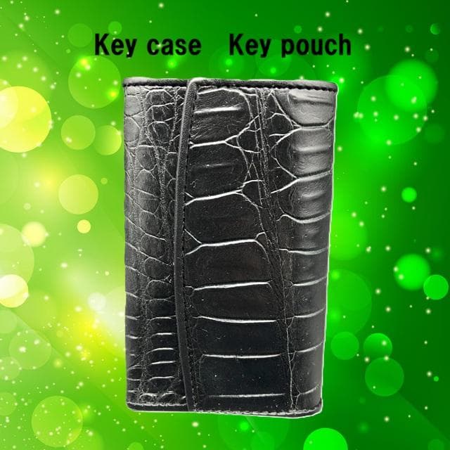 フォロー割適用　受注生産品　本物クロコ　シャム　クロコダイル　キーケース BK