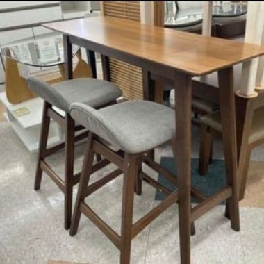 ニトリ天然木カウンターテーブル 120cm 椅子２脚セット(フィルン)