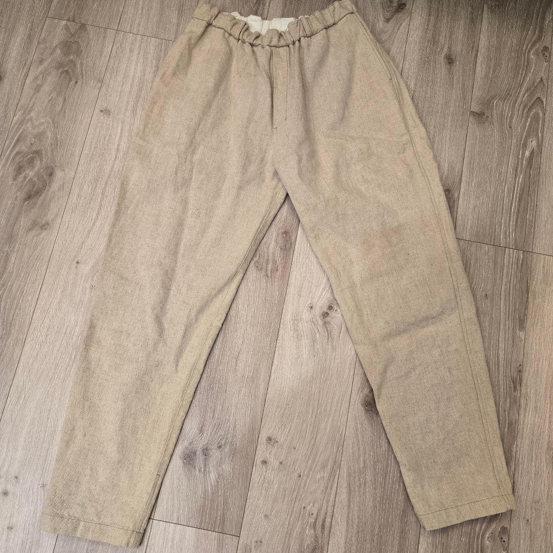 MITTAN ベージュ リネン風ワイドパンツ ウエストゴム