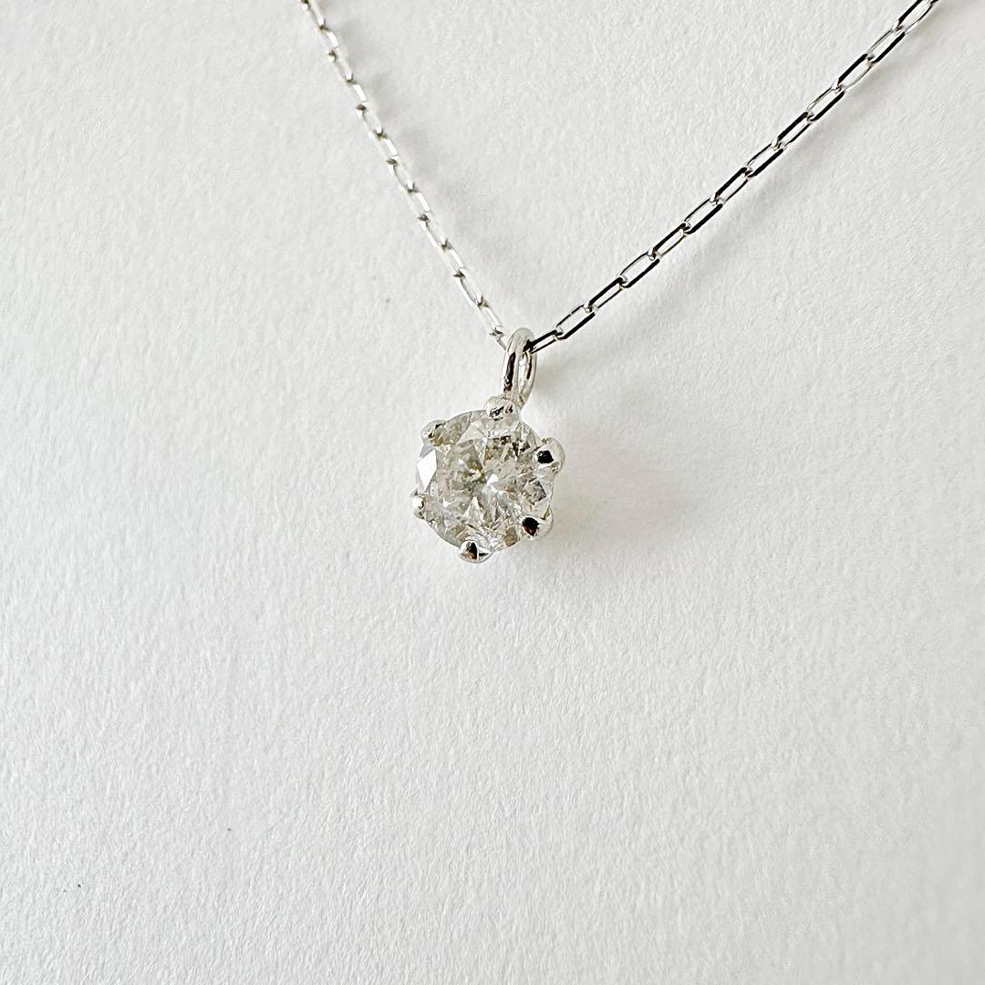 特別価格！ プラチナ シンプル 6本爪 天然ダイヤモンド0.15ctネックレス