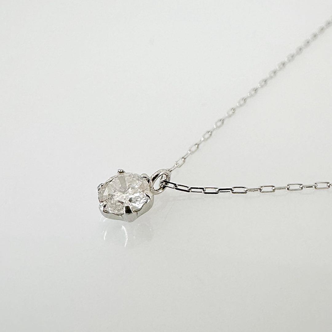 特別価格！ プラチナ シンプル 6本爪 天然ダイヤモンド0.15ctネックレス