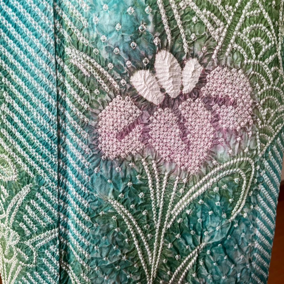 有松絞り　ゆかた単品　浴衣ミントカラー