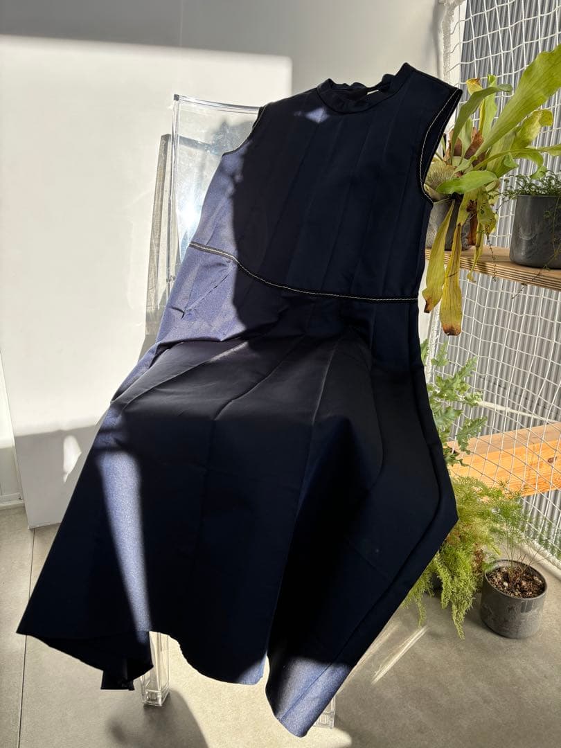 【セール】MARNI マルニ ノースリーブ ひざ下丈 ワンピース ネイビー XS