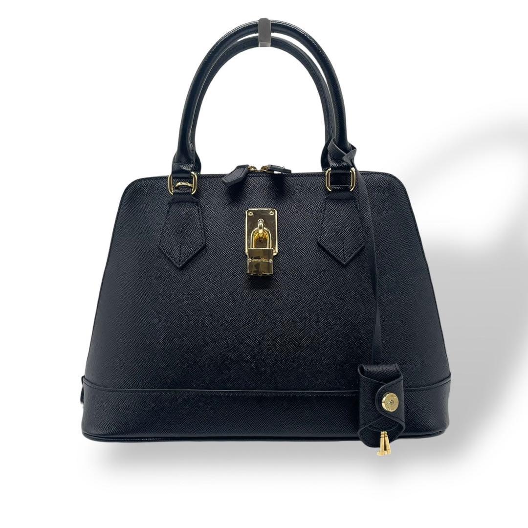 未使用級 サマンサタバサ ハンドバッグ 2way サフィアーノレザー ブラック