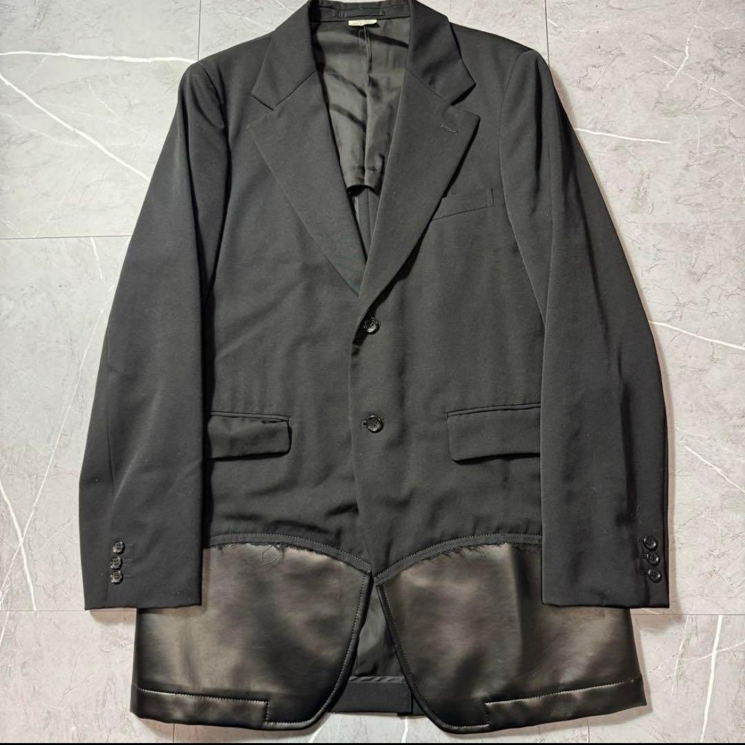 コムデギャルソンオムプリュス　ジャケット　19SS　フェイクレザー切替　断ち切り