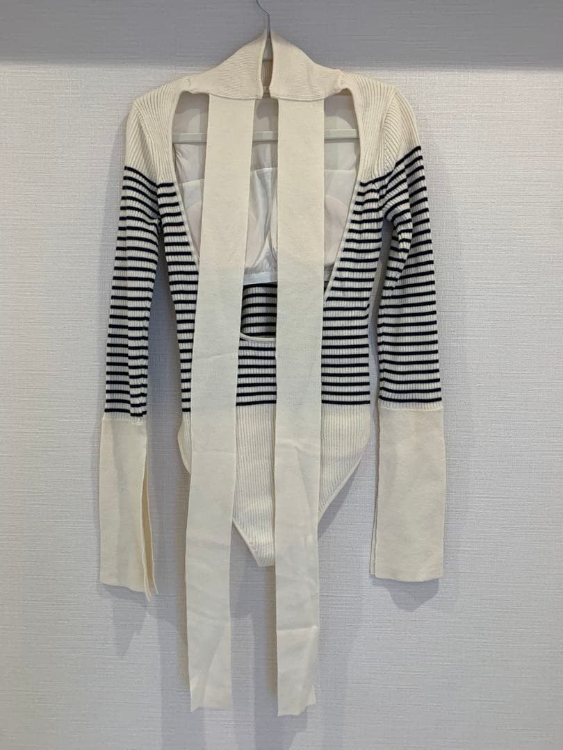 トップス Rosarymoon Back Ribbon Rib Leotard Ivory