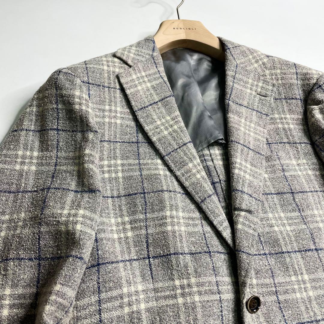 リングヂャケット ブークレ グレンチェック テーラードジャケット 50