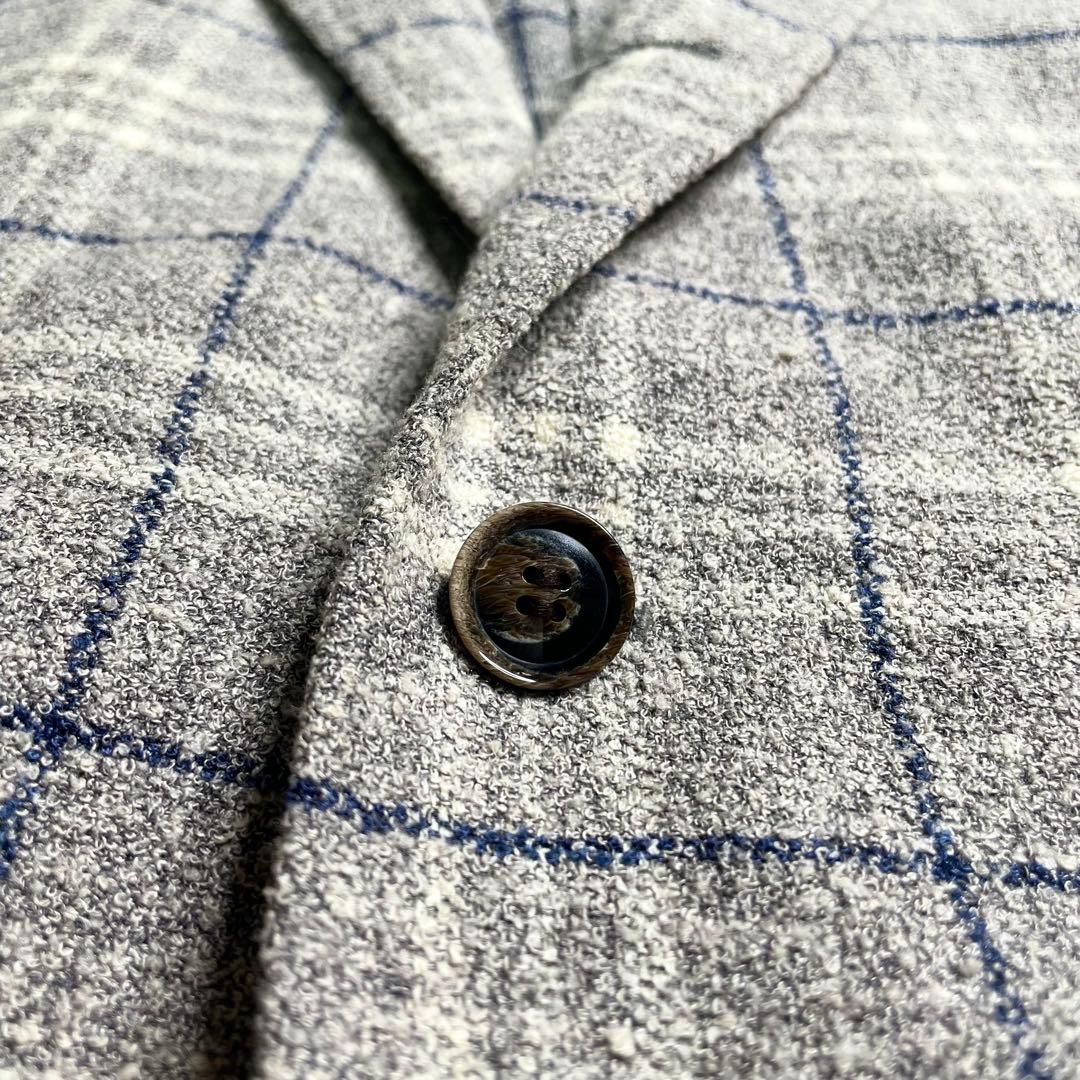 リングヂャケット ブークレ グレンチェック テーラードジャケット 50