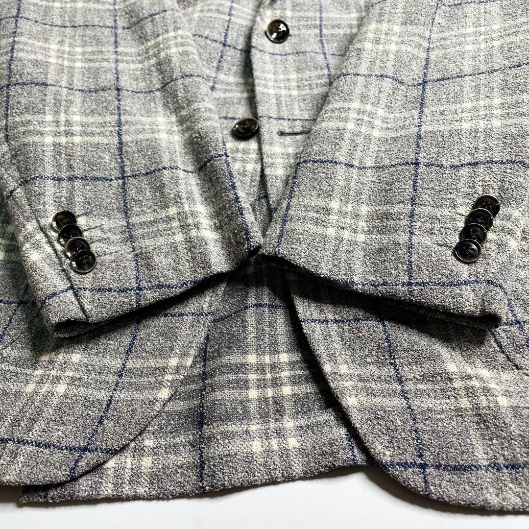 リングヂャケット ブークレ グレンチェック テーラードジャケット 50