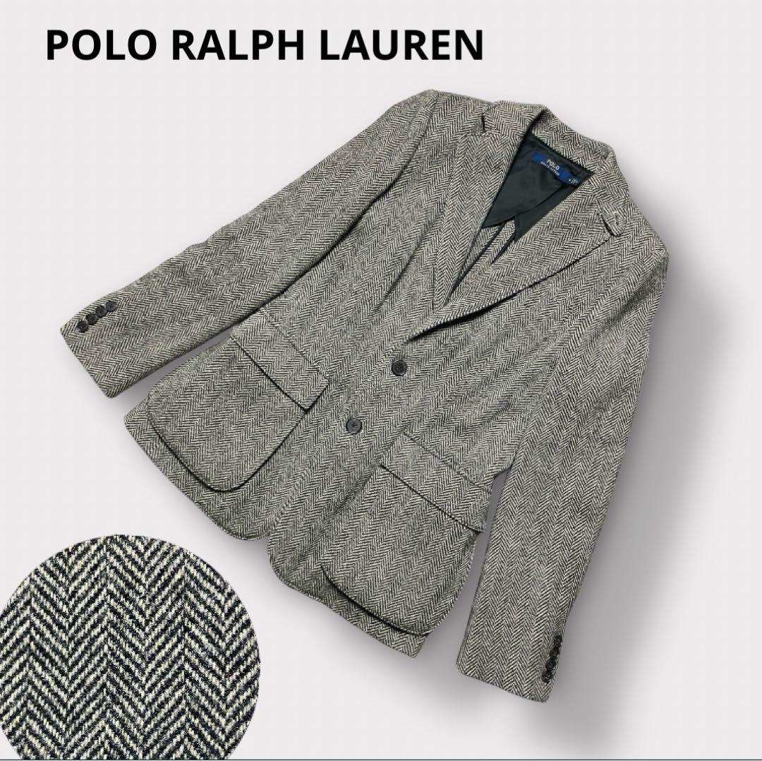 ポロラルフローレン ヘリンボーン アルパカ ラムウール テーラードジャケット
