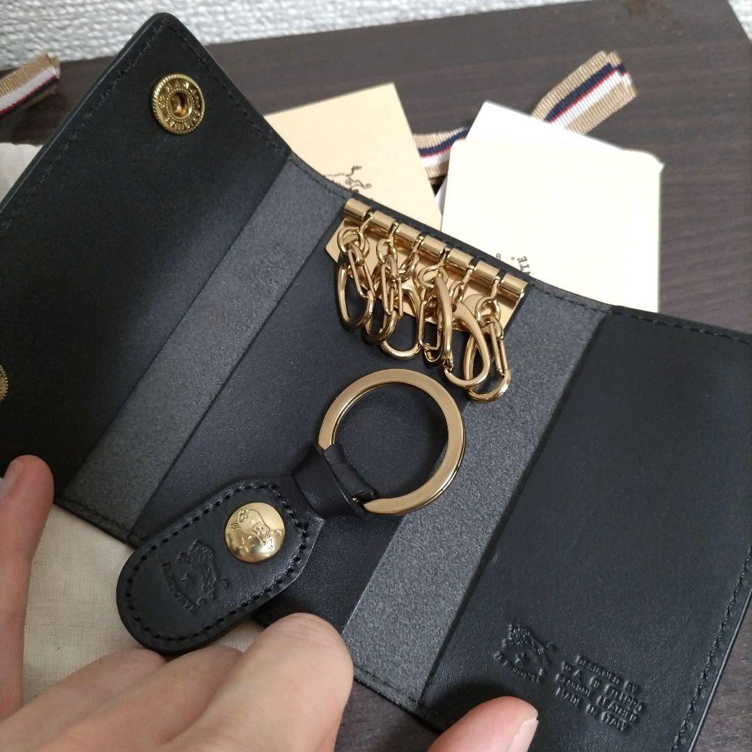 新品 イルビゾンテ 本革 キーケース キーホルダー 6連 ブラック 黒