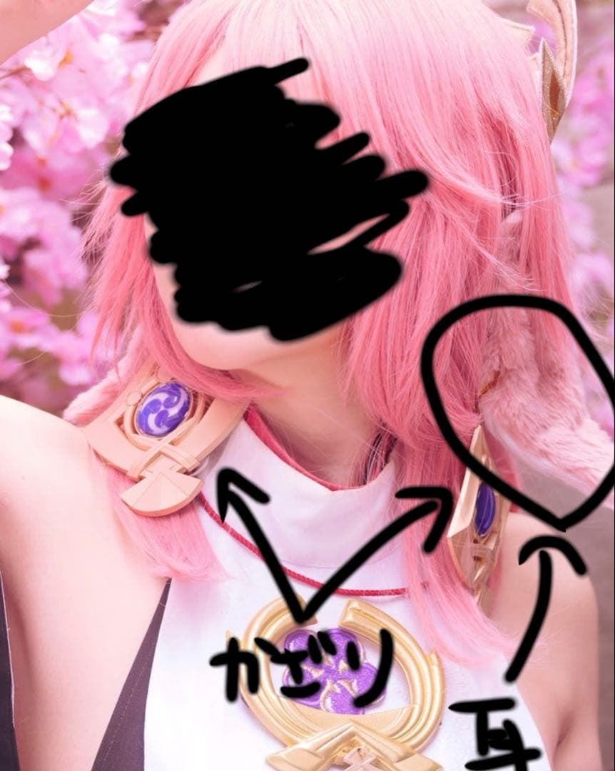 ま*ろ様 七*様 原神 八重神子 コスプレ衣装 ウィッグ付き 武器別売　靴なし一