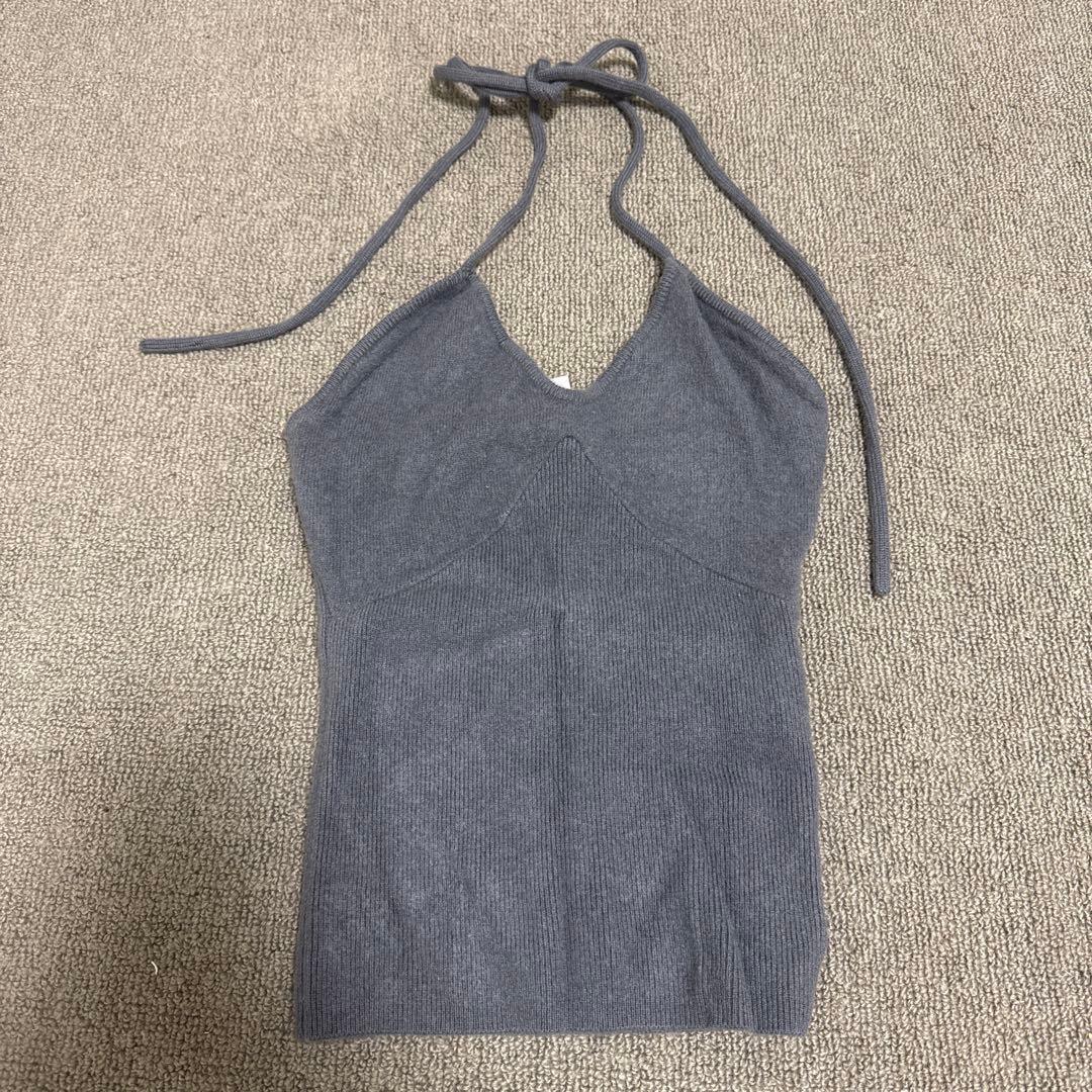 extreme cashmere x グレー ホルターネック ビスチェ