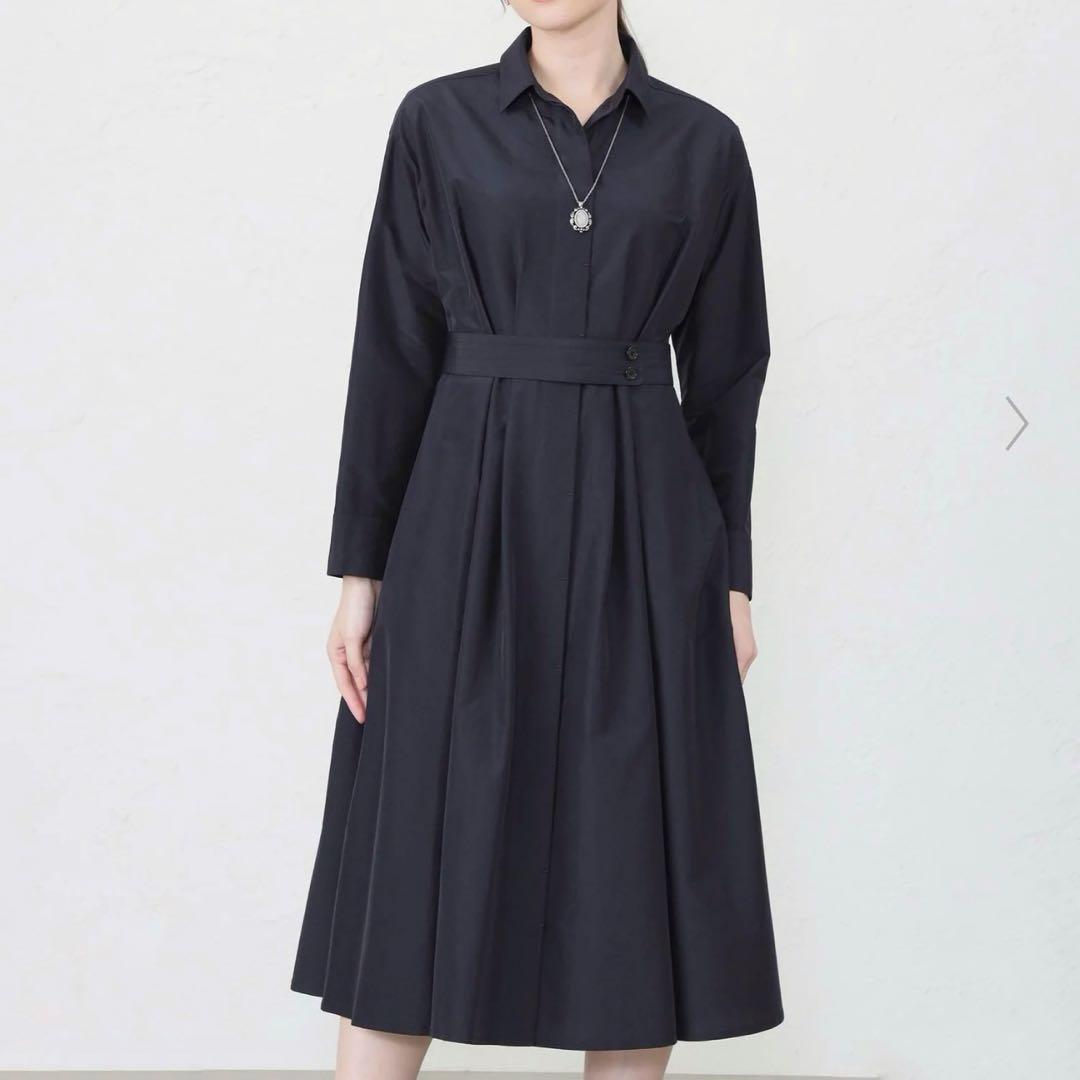 新品同様 AMACA トリアセタイプライター　シャツワンピース ロング丈 現行品