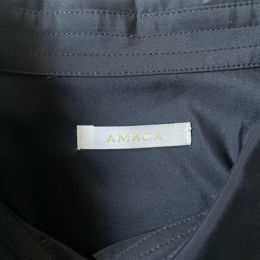 新品同様 AMACA トリアセタイプライター　シャツワンピース ロング丈 現行品