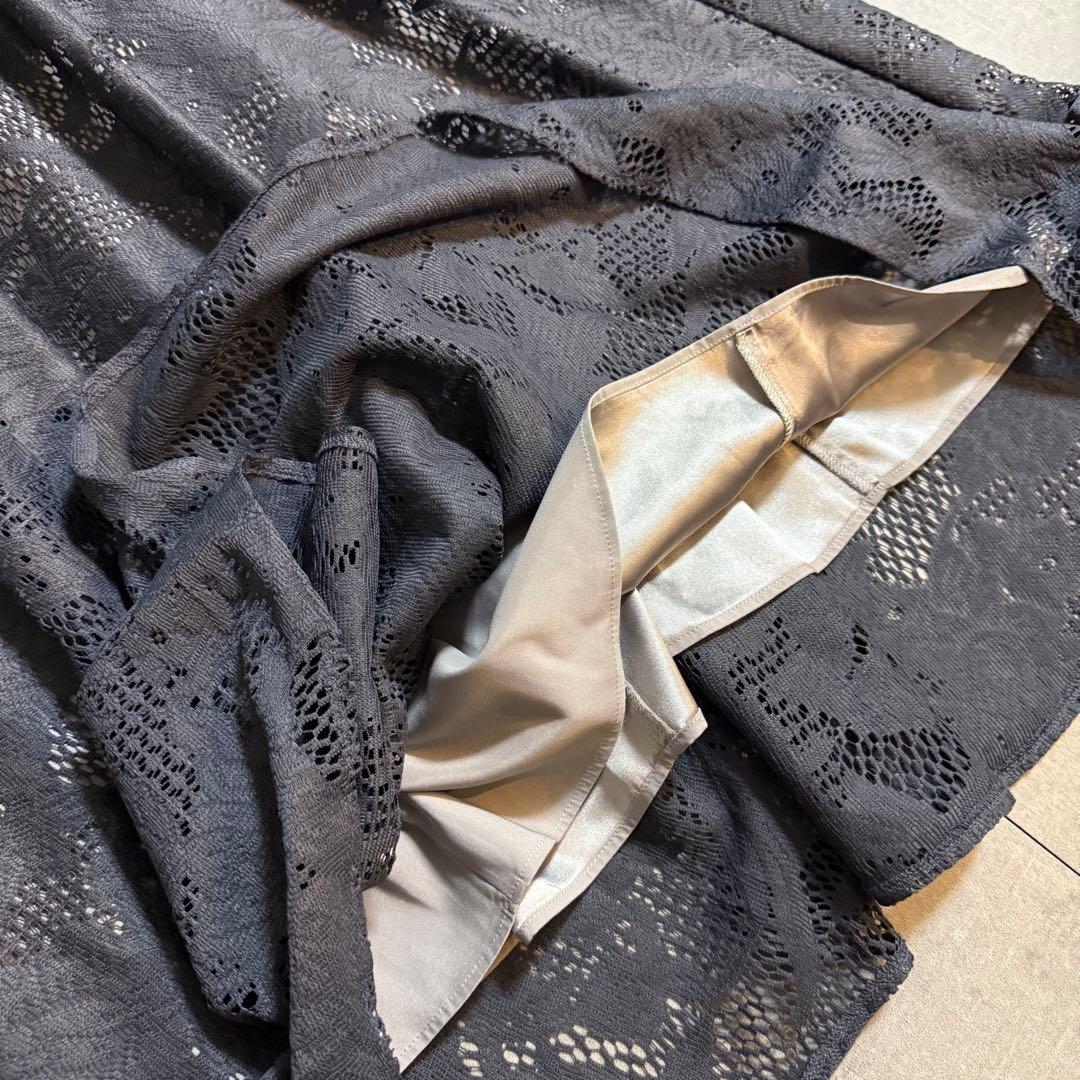 kana シャーリング キャンディースリーブ アシンメトリー ドレス 結婚式 L