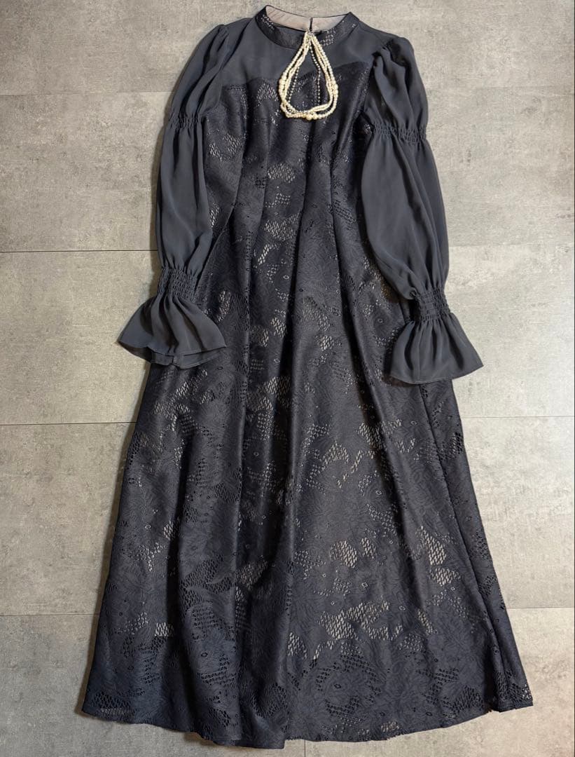 kana シャーリング キャンディースリーブ アシンメトリー ドレス 結婚式 L