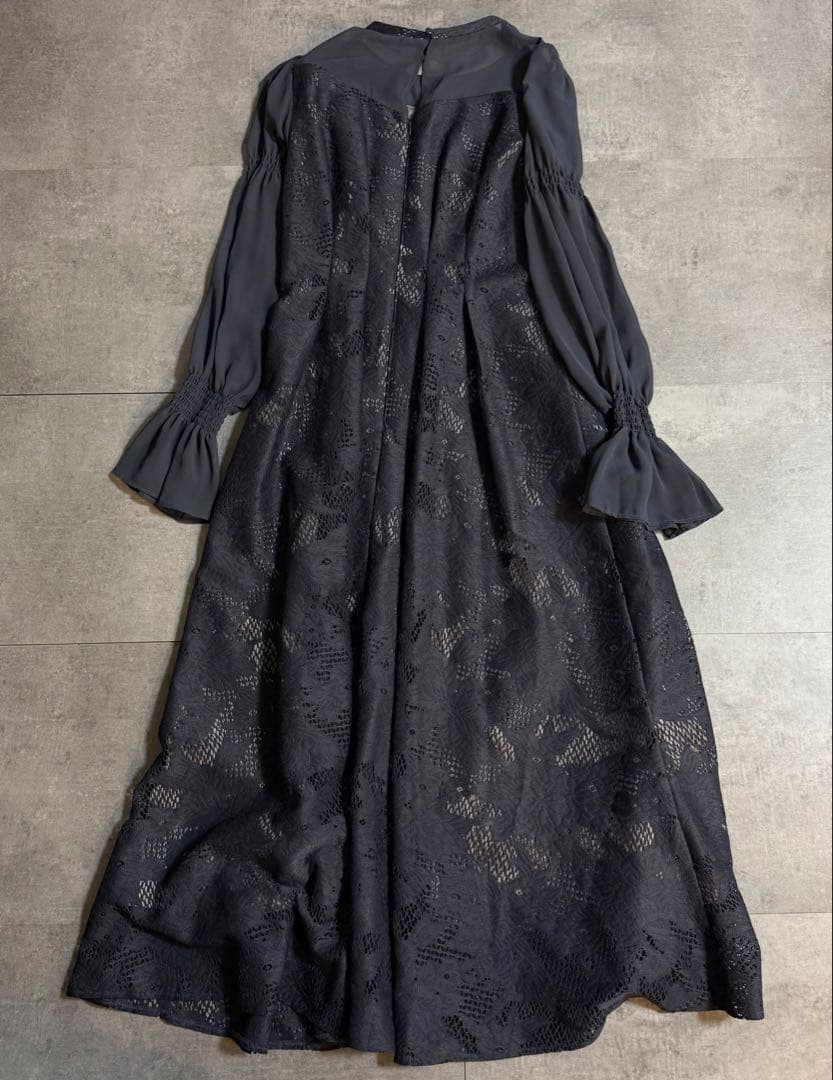 kana シャーリング キャンディースリーブ アシンメトリー ドレス 結婚式 L