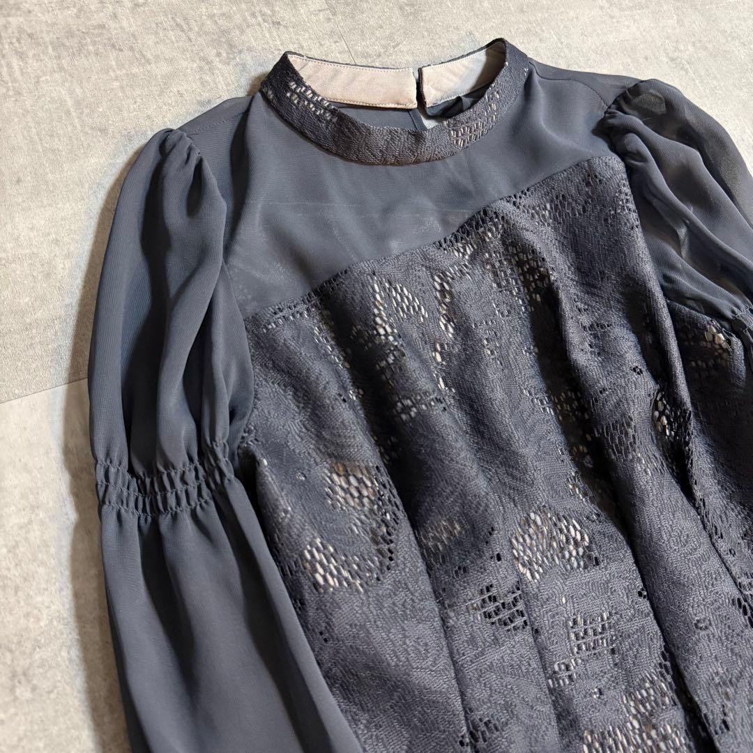 kana シャーリング キャンディースリーブ アシンメトリー ドレス 結婚式 L