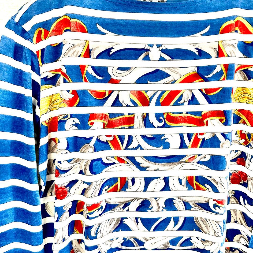 極美品 HERMES レディース ボーダーロングT 轡の気品