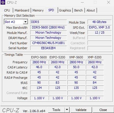 Crucial DDR5メモリ 5600MT/s 96GB(48GBx2)