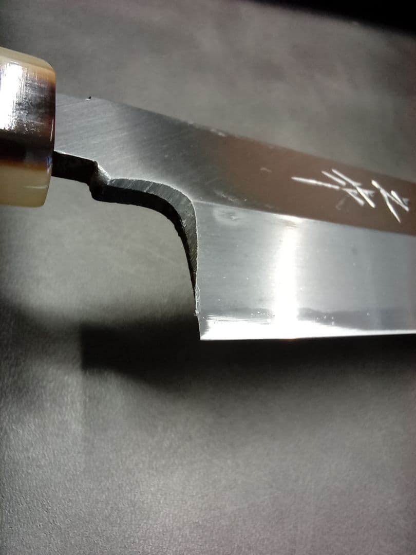 【値下げ】将之作　柳刃包丁　24cm 本霞研　水牛柄