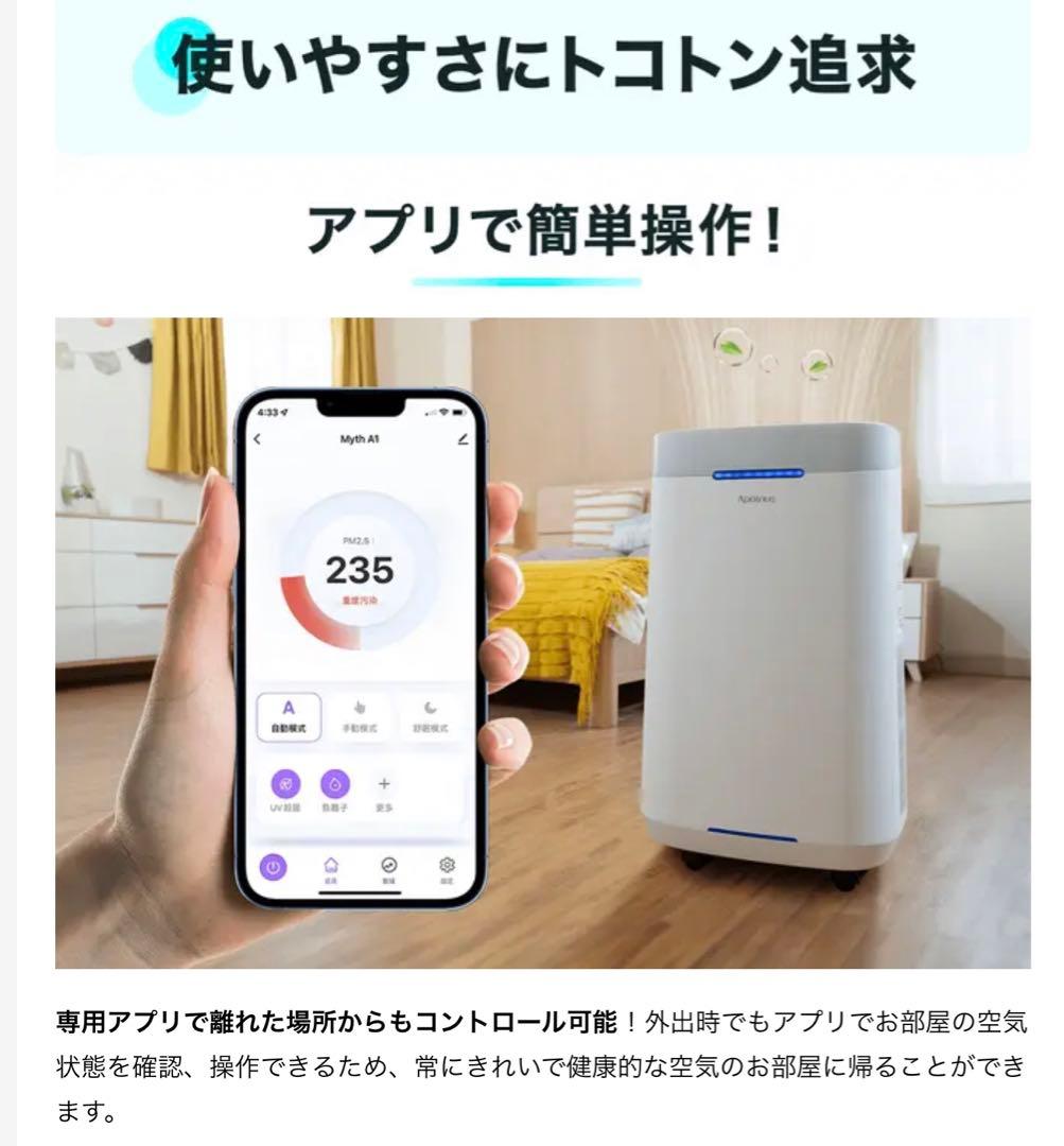 マクアケ　Apolinus 空気清浄機 5段階交換不要フィルター