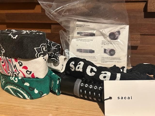 ♪送料無料★sacai★希少★自転車ロックチェーン★新品★22-0336S★黒♪