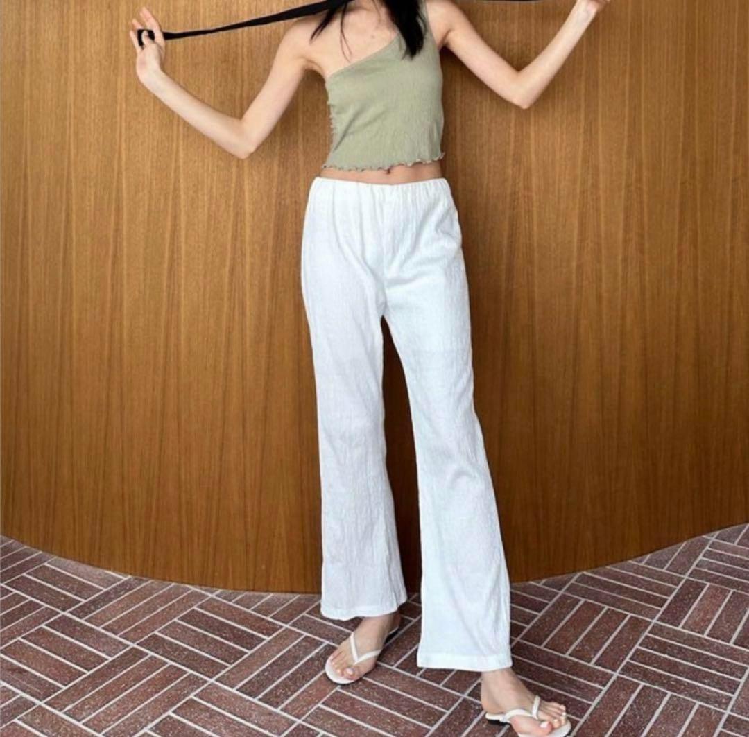 SeaRoomLynn Wave RIB STRAIGHTパンツ　ホワイト