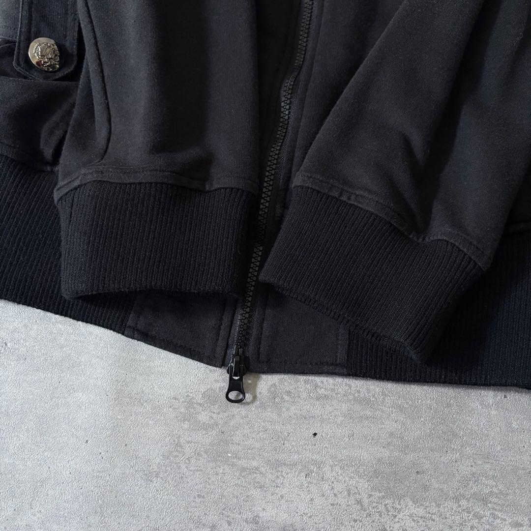 00s スウェット ブルゾン 平成ギャル y2k ダークコア ダブルジップ 黒