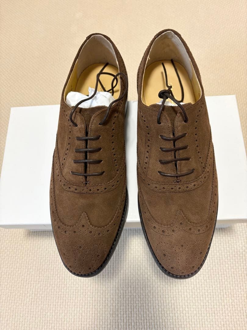 ロイドフットウェア　ブラウンスエード キャップオックスフォードブローグシューズ