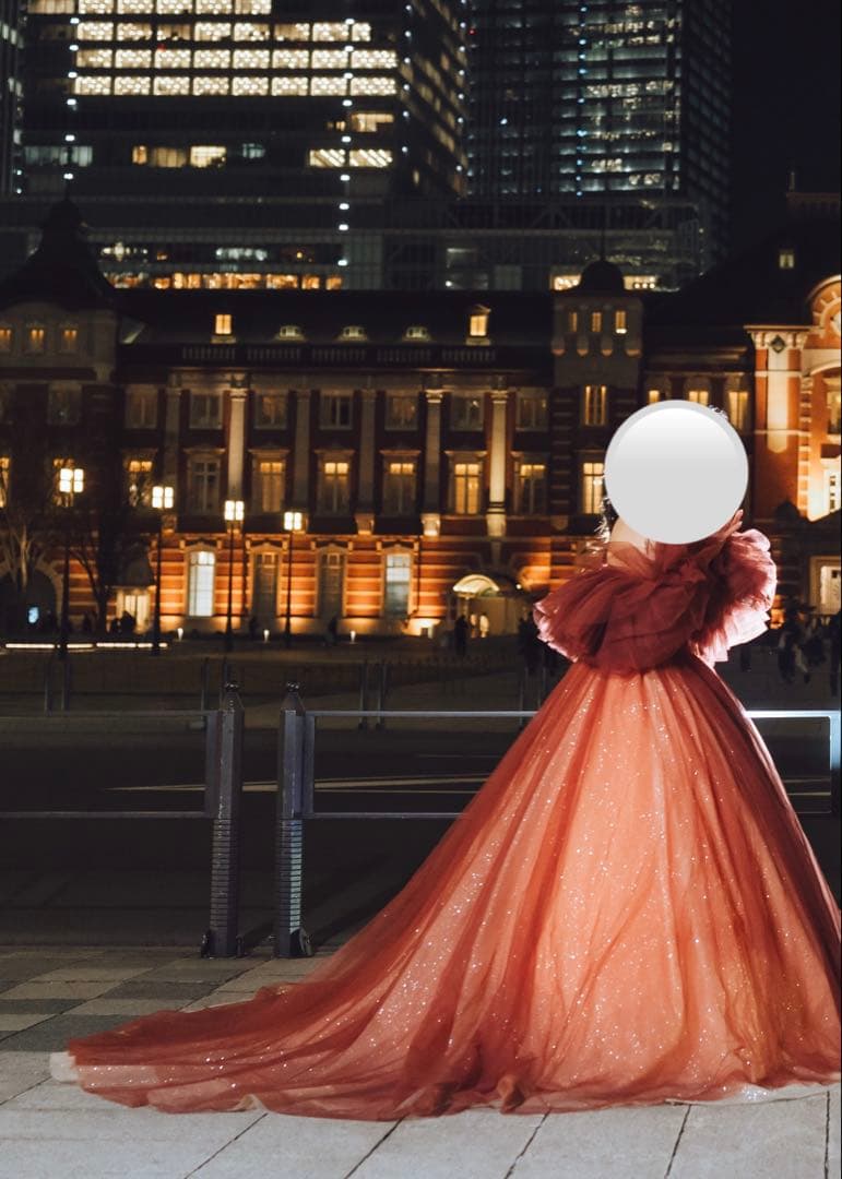 【お値下げ】ハツコエンドウ ルナ風(cocoa)カラードレス、ウェディングベール