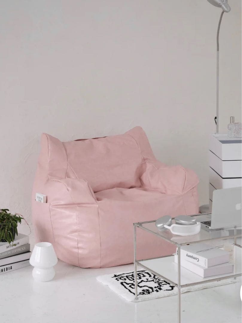 HUGME 1人掛けビーズソファPALEPINKCOVER