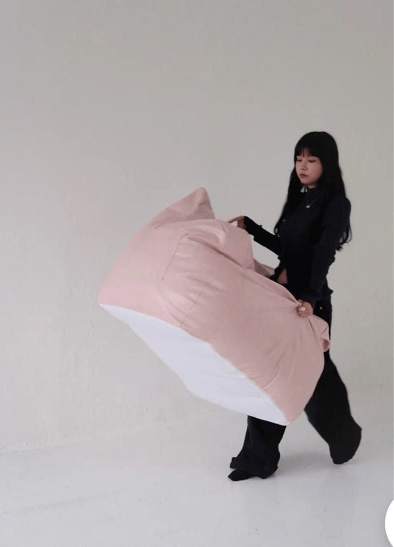 HUGME 1人掛けビーズソファPALEPINKCOVER