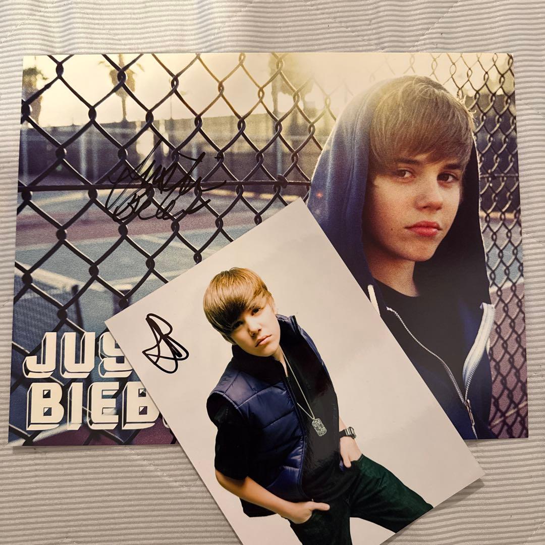 ジャスティン・ビーバー　Justin Bieber 生サイン　2枚セット