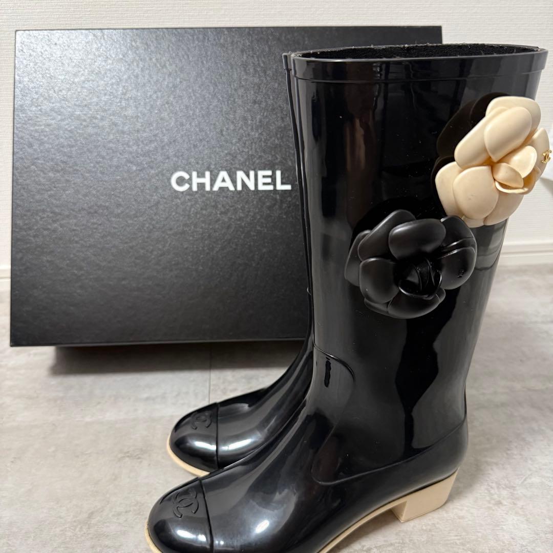 【美品❗️】CHANELレインブーツ　カメリア　ココマーク