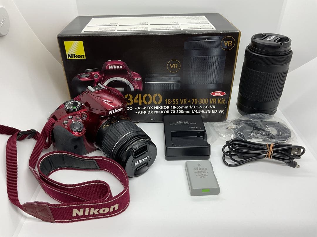 Nikon D3400 ダブルズームキット レッド　18-55mm VR