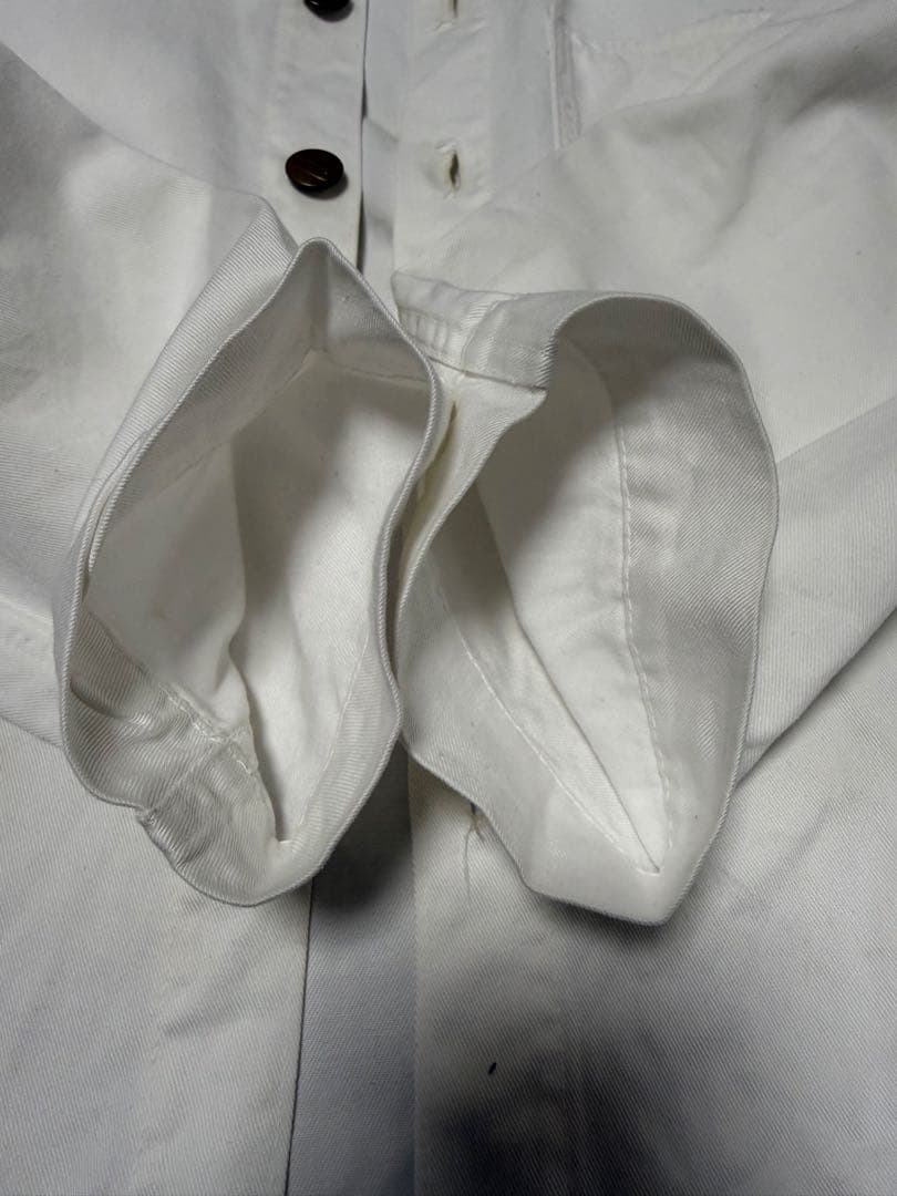 【30s】美品 激レア 機関車ボタン ホワイトカバーオール ドリル生地