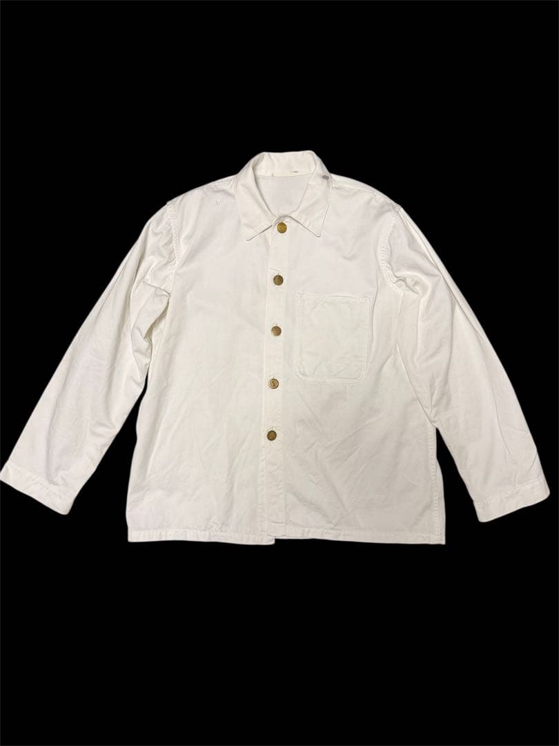 【30s】美品 激レア 機関車ボタン ホワイトカバーオール ドリル生地